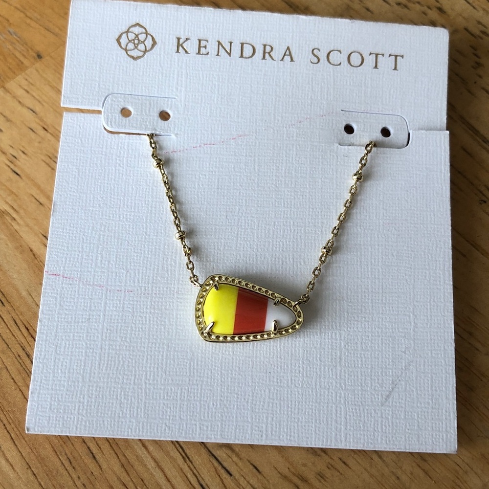 Kendra Scott Gold Tone & Dyed Magnesite Candy Corn Pendant Necklace NWT